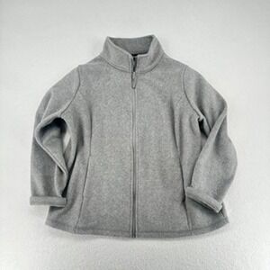 Women's Gray Fleece Zip Front Jacket Lightweight Outdoor Small